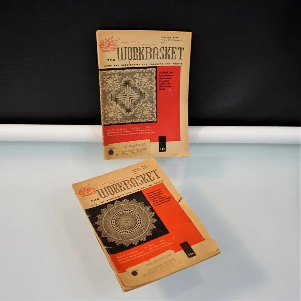 2 Issues The Workbasket Magazine 1958 Vintage Publication Home and Needlecraft